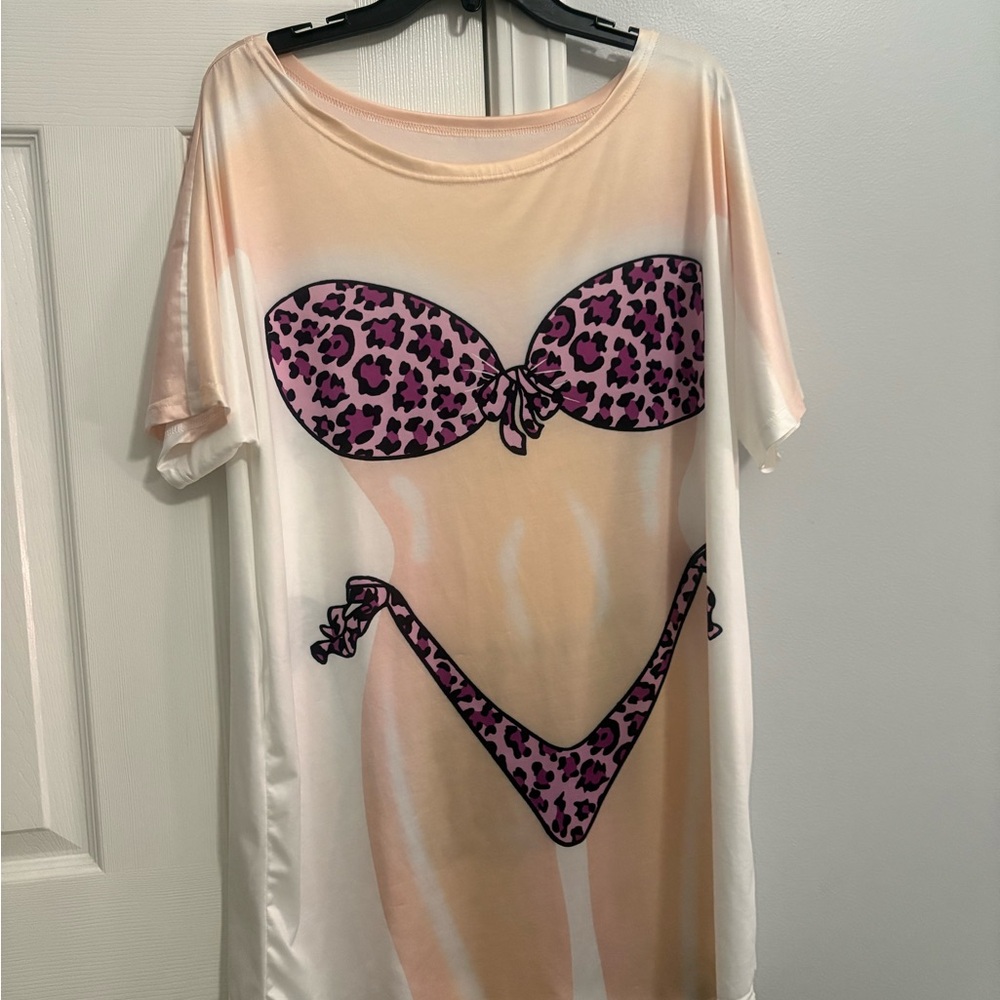 Pink and Black Swim Coverup with Playful Design